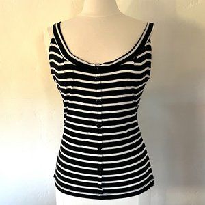 Freddie's of Pinewood Demi Dare Sleeveless Knit Top Black & White Stripes Sz XL